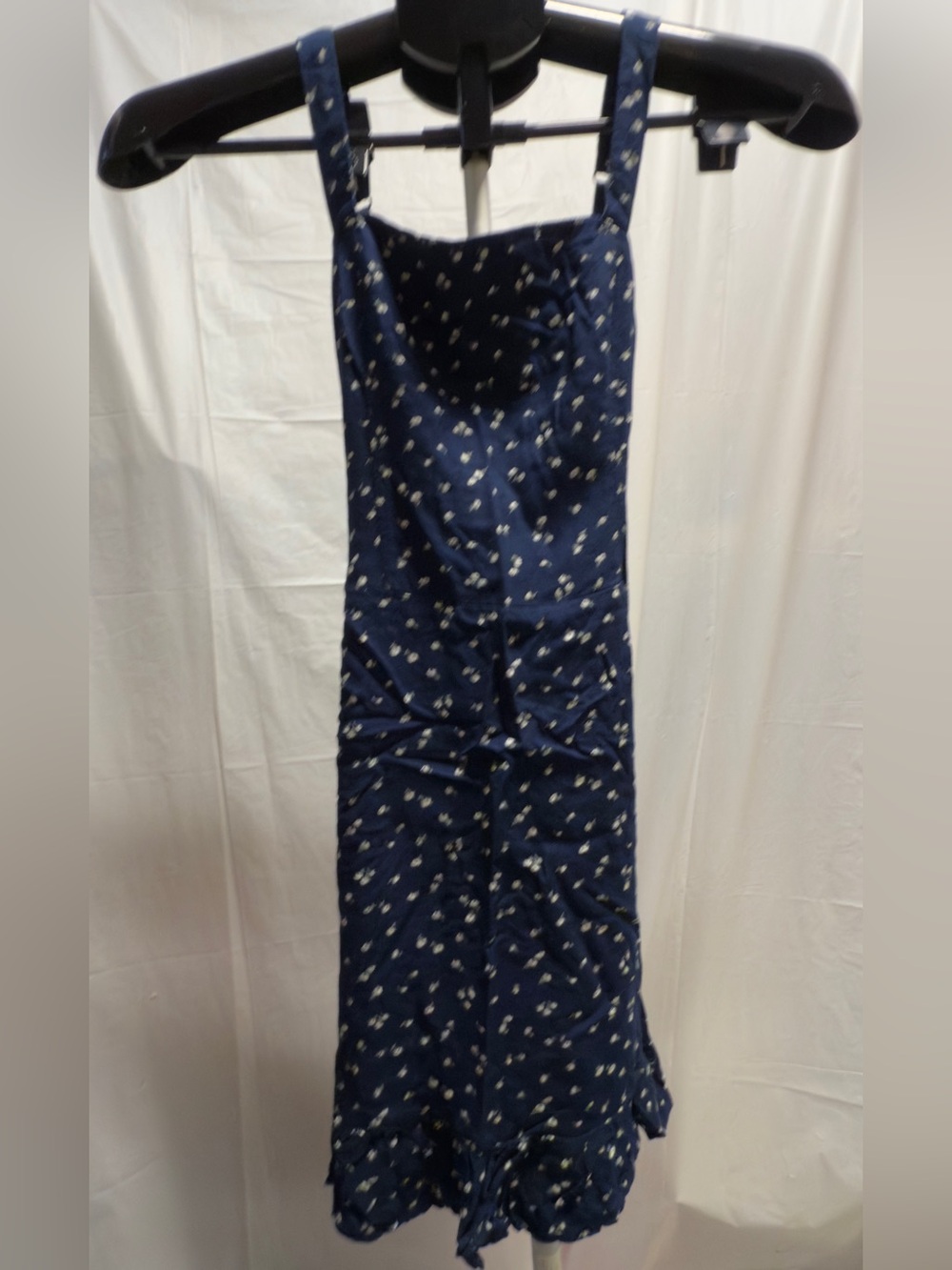 Hollister XS Navy Floral Ruched Mini Dress Sweetheart Tie Back Summer Dress
